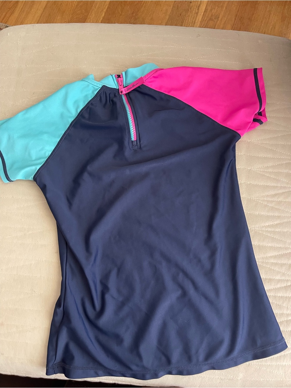 Eddie Bauer Slate Blue Short-Sleeve Swim Top